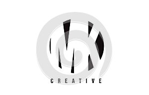 MK M K White Letter Logo Design with Circle Background. photo