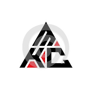MKC triangle letter logo design with triangle shape. MKC triangle logo design monogram. MKC triangle vector logo template with red