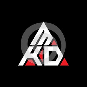 MKD triangle letter logo design with triangle shape. MKD triangle logo design monogram. MKD triangle vector logo template with red