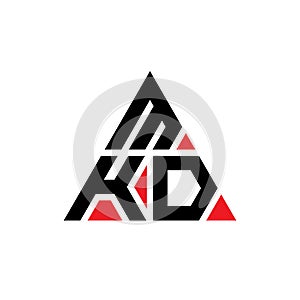 MKD triangle letter logo design with triangle shape. MKD triangle logo design monogram. MKD triangle vector logo template with red