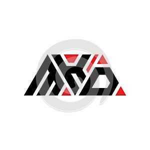 MKD triangle letter logo design with triangle shape. MKD triangle logo design monogram. MKD triangle vector logo template with red