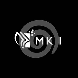 MKI credit repair accounting logo design on BLACK background. MKI creative initials Growth graph letter logo concept. MKI business