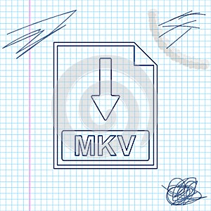 MKV file document icon. Download MKV button line sketch icon isolated on white background. Vector Illustration. photo