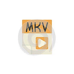MKV file format flat icon photo