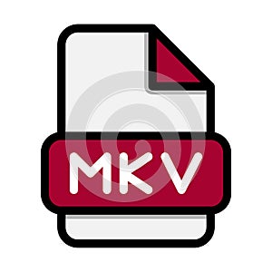 Mkv file icons. Flat file extension. icon video format symbols. Vector illustration. can be used for website interfaces, mobile