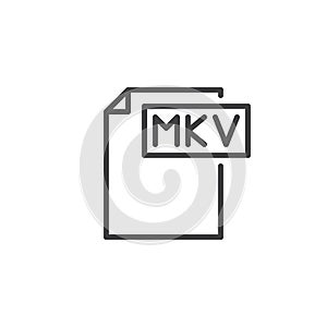 Mkv format document line icon photo