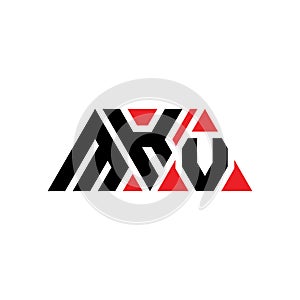 MKV triangle letter logo design with triangle shape. MKV triangle logo design monogram. MKV triangle vector logo template with red