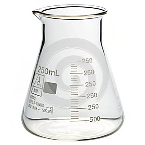 250 ml beaker isolated on white background photo