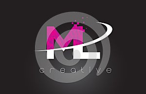 ML M L Creative Letters Design With White Pink Colors