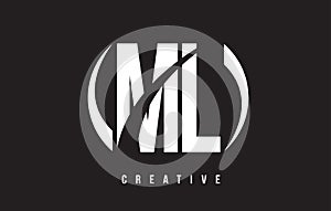 ML M L White Letter Logo Design with Black Background.