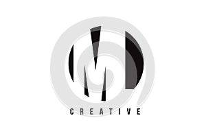 ML M L White Letter Logo Design with Circle Background.