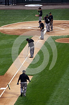 MLB Baseball - Grounds Crew working on the infield