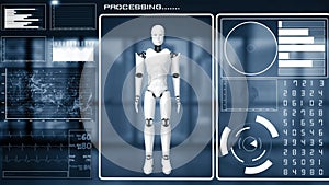 MLB Futuristic robot, artificial intelligence CGI big data analytics and programming