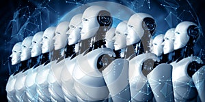 MLB 3D illustration of robot humanoid group photo