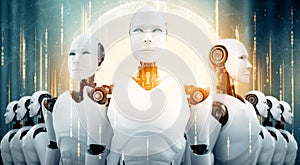 MLB 3D illustration of robot humanoid group