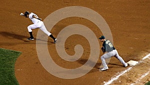 MLB - Podsednik tries to steal second base