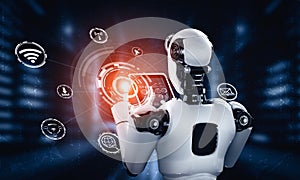 MLB Robot humanoid using tablet computer for global network connection