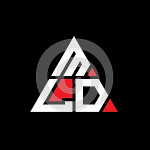 MLD triangle letter logo design with triangle shape. MLD triangle logo design monogram. MLD triangle vector logo template with red