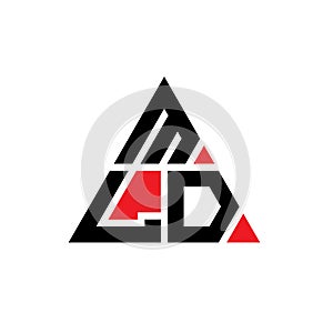 MLD triangle letter logo design with triangle shape. MLD triangle logo design monogram. MLD triangle vector logo template with red