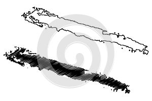 Mljet island Republic of Croatia, Dalmatian Archipielago, Adriatic Sea map vector illustration, scribble sketch Mljet map photo