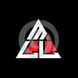MLL triangle letter logo design with triangle shape. MLL triangle logo design monogram. MLL triangle vector logo template with red