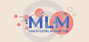 MLM multi level marketing. Business level of profitable trade and successful financial income distribution corporate.