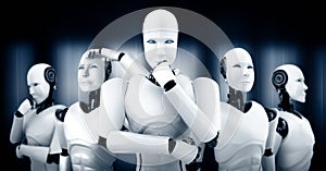 MLP 3D illustration of robot humanoid group