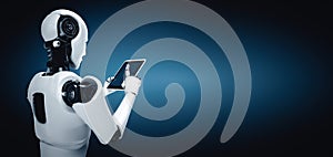 MLP Robot humanoid using tablet computer in future office