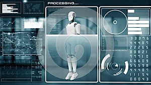 MLP Futuristic robot, artificial intelligence CGI big data analytics and programming