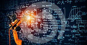 MLP Robot arm AI analyzing mathematics for mechanized industry problem solving