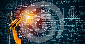 MLP Robot arm AI analyzing mathematics for mechanized industry problem solving