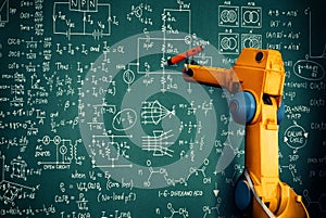 MLP Robot arm AI analyzing mathematics for mechanized industry problem solving