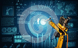 MLP Robot arm AI analyzing mathematics for mechanized industry problem solving