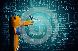 MLP Robot arm AI analyzing mathematics for mechanized industry problem solving