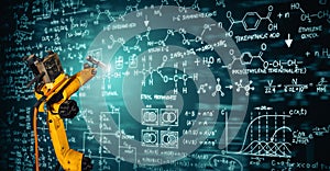 MLP Robot arm AI analyzing mathematics for mechanized industry problem solving