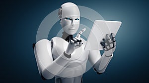 MLP Robot humanoid using tablet computer in future office