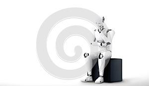 MLP Thinking AI humanoid robot analyzing information data photo