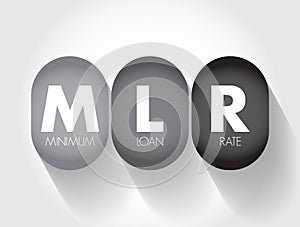 MLR - Minimum Loan Rate acronym, business concept background