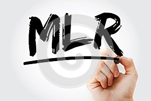MLR - Minimum Loan Rate acronym with marker, business concept background