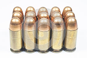 11 mm. Black handgun And ammunition