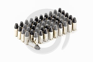 9mm bullet for a gun isolated on a white background