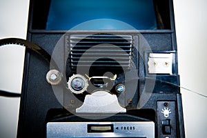 8mm editing machine detail with film