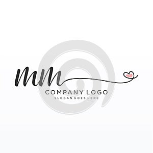 MM Initial handwriting logo design