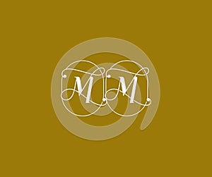 MM Letter Linked Minimalist Prestige Line Emblem Badge Monogram Logotype