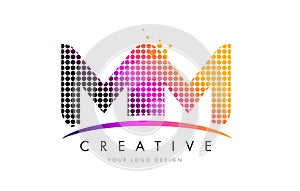 MM M M Letter Logo Design with Magenta Dots and Swoosh