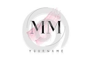 MM M M Watercolor Letter Logo Design with Circular Brush Pattern