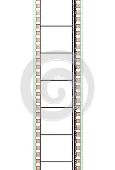 35mm movie film strip with soundtrack and blank frames, vertical photo