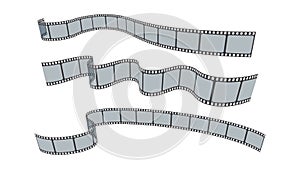 35mm photo and movie film roll vector set isolated on white background. Collection of blank cinema film strip frames