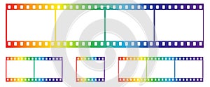 35mm rainbow film strip pieces with clipping paths, vector illustration photo