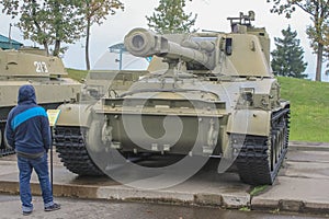 152-mm self-propelled howitzer 2S3 Acacia in the Belarusian museum complex Stalin Line